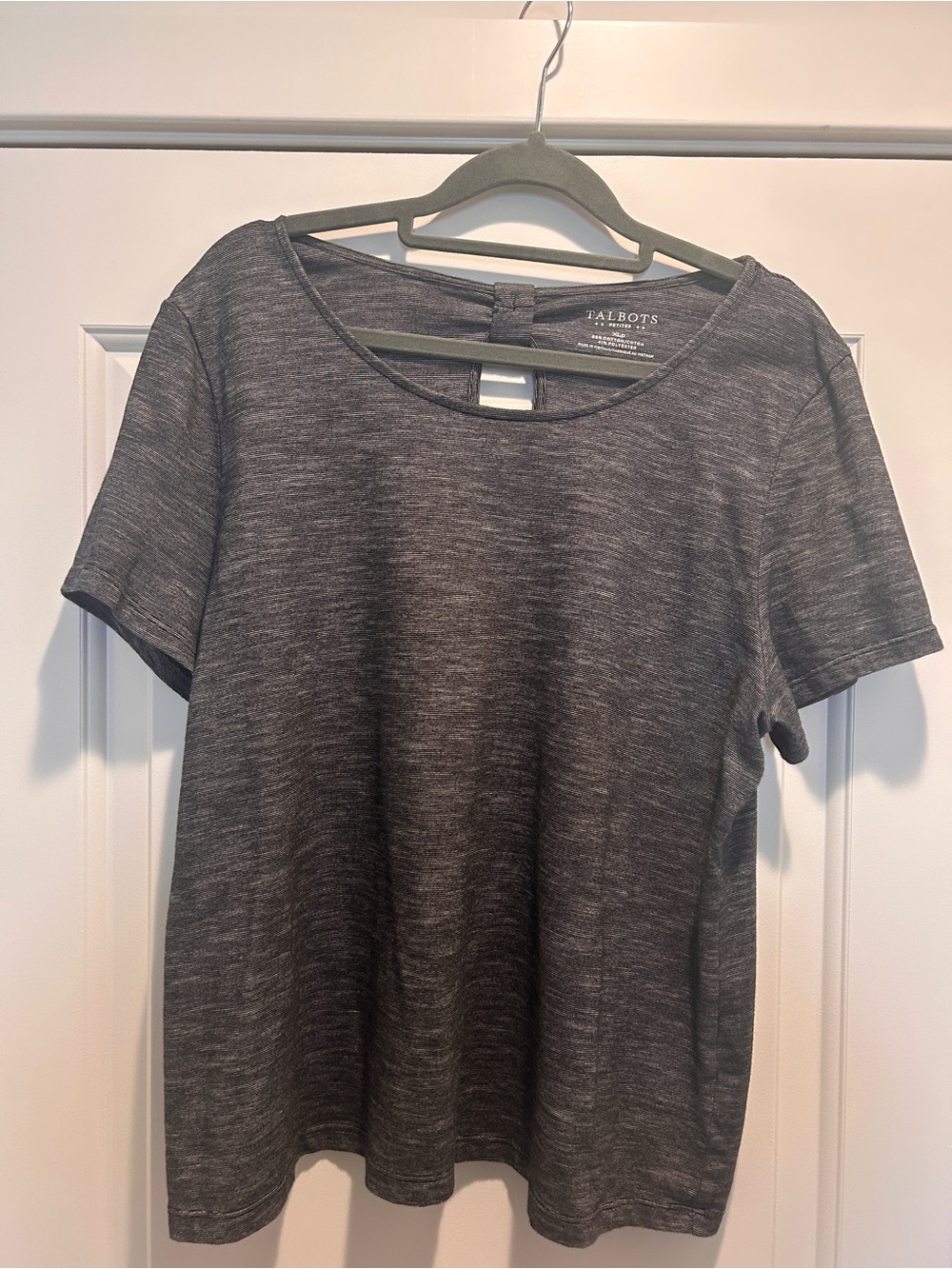Talbots Heather Charcoal Short Sleeve Scoop Neck Tee